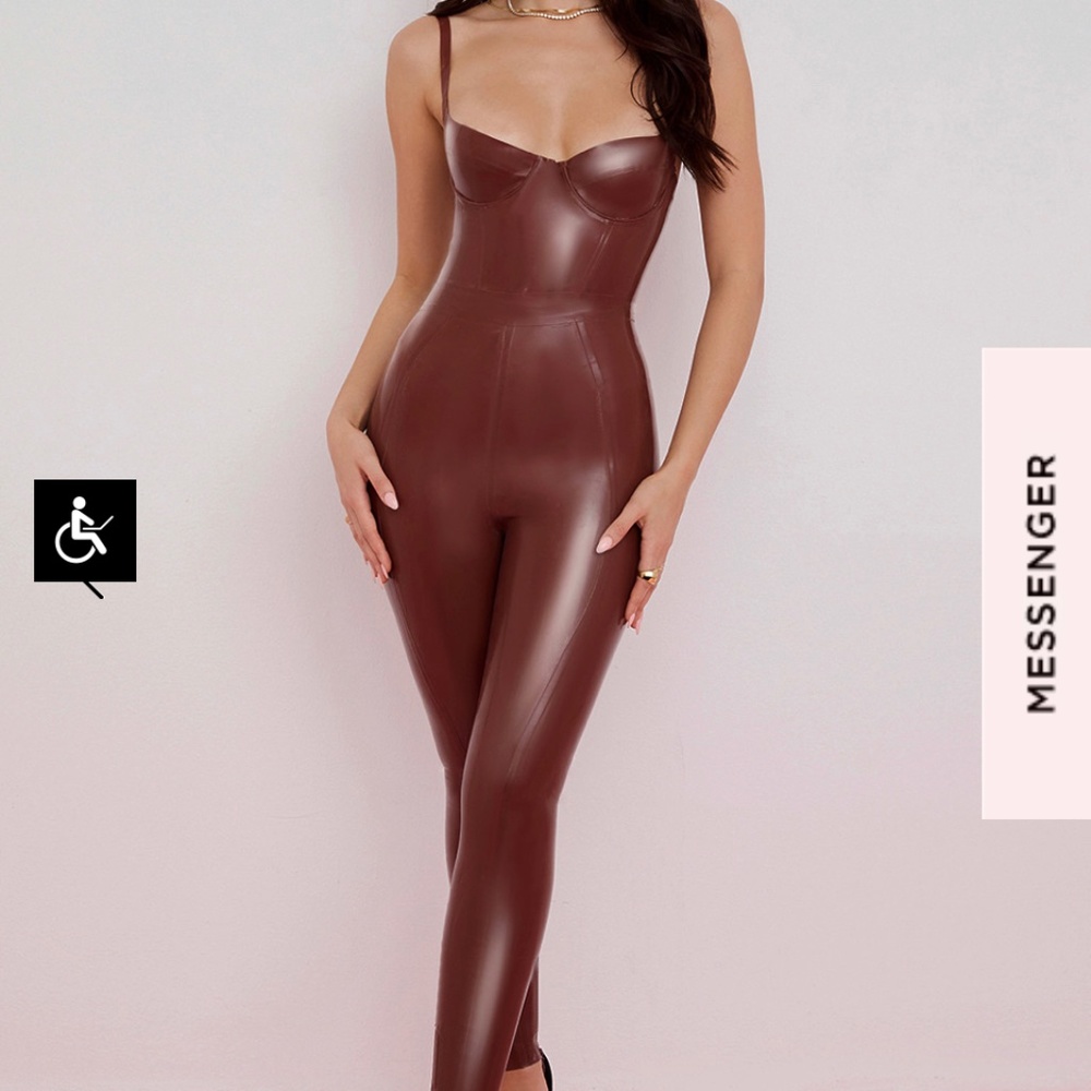 House of CB Latex Bodysuit, Size XS, Cocoa